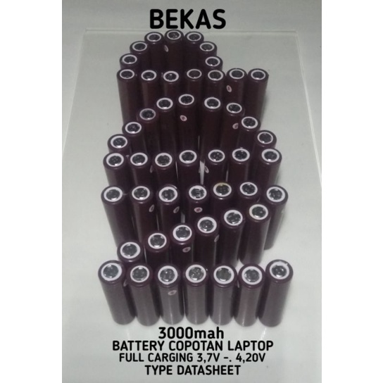 BATERAI 18650 BEKAS COPOTAN LAPTOP / BATERAI BEKAS MURAH BERKUALITAS ORIGINAL /LG/Hg2/3000mah/data s