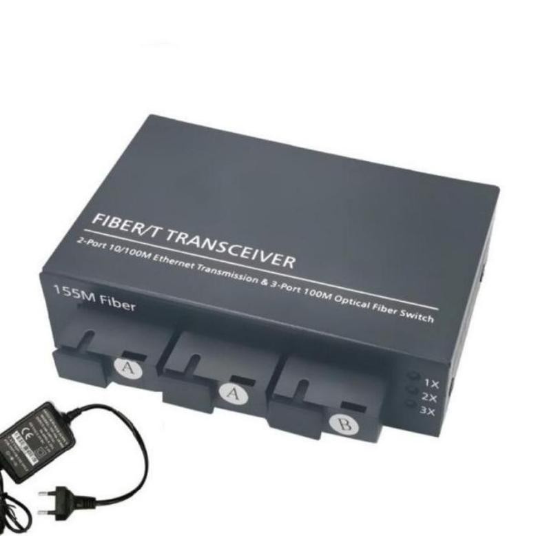 Fiber Optic Converter 2RJ45 3SC Single Mode 10/100Mbps Ethernet Switch