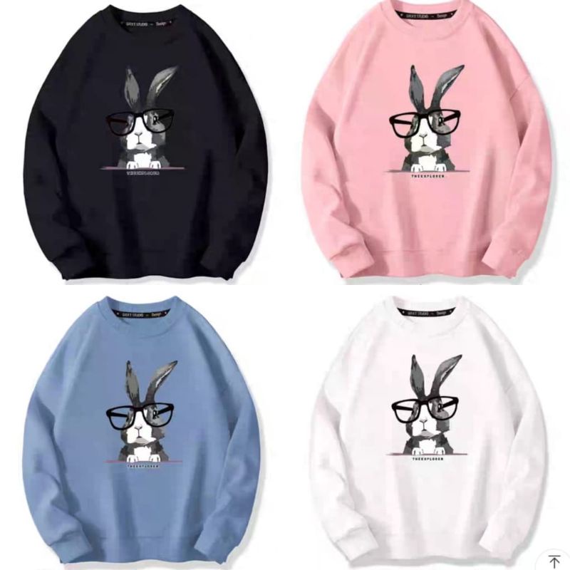 Sweater Crewneck RABBIT THE EXPLORER terbaru/ sweater basic unisex kekinian /Crewneck pria wanita kualitas distro