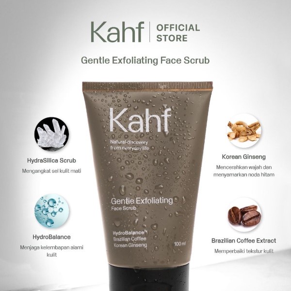 Kahf Gentle Exfoliating Face Scrub 100 ml - Perawatan Wajah Pria Lawan Noda Hitam &amp; Kulit Kusam