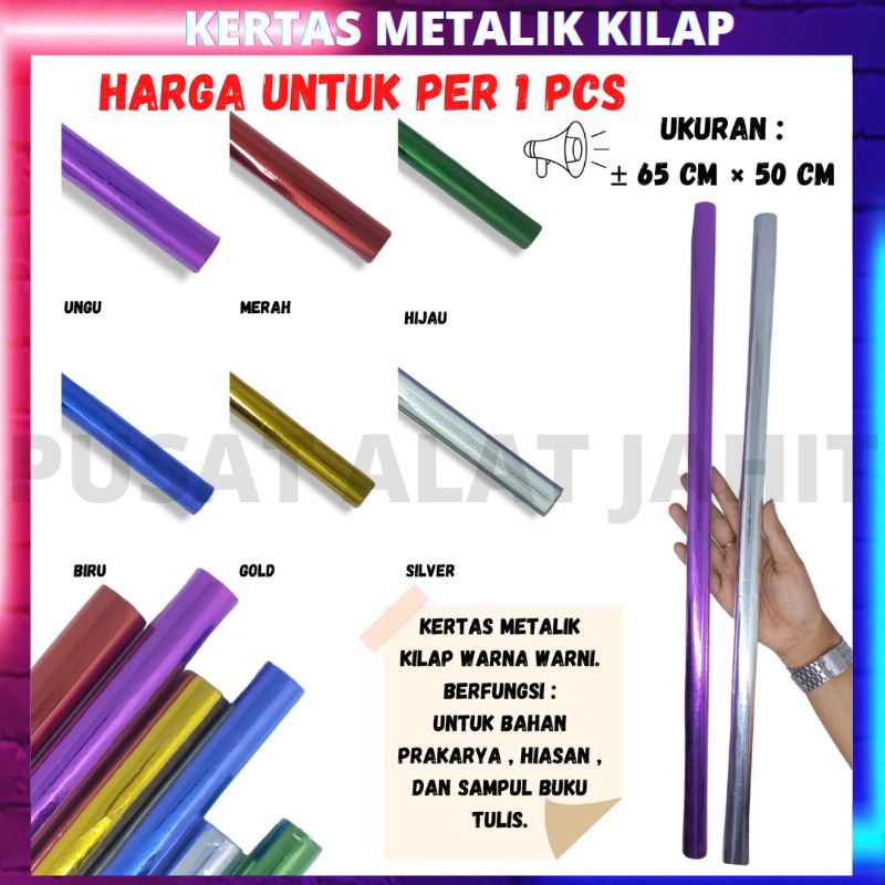 

Kertas metalik kelip pembungkus hiasan prakarya warna warni per pcs