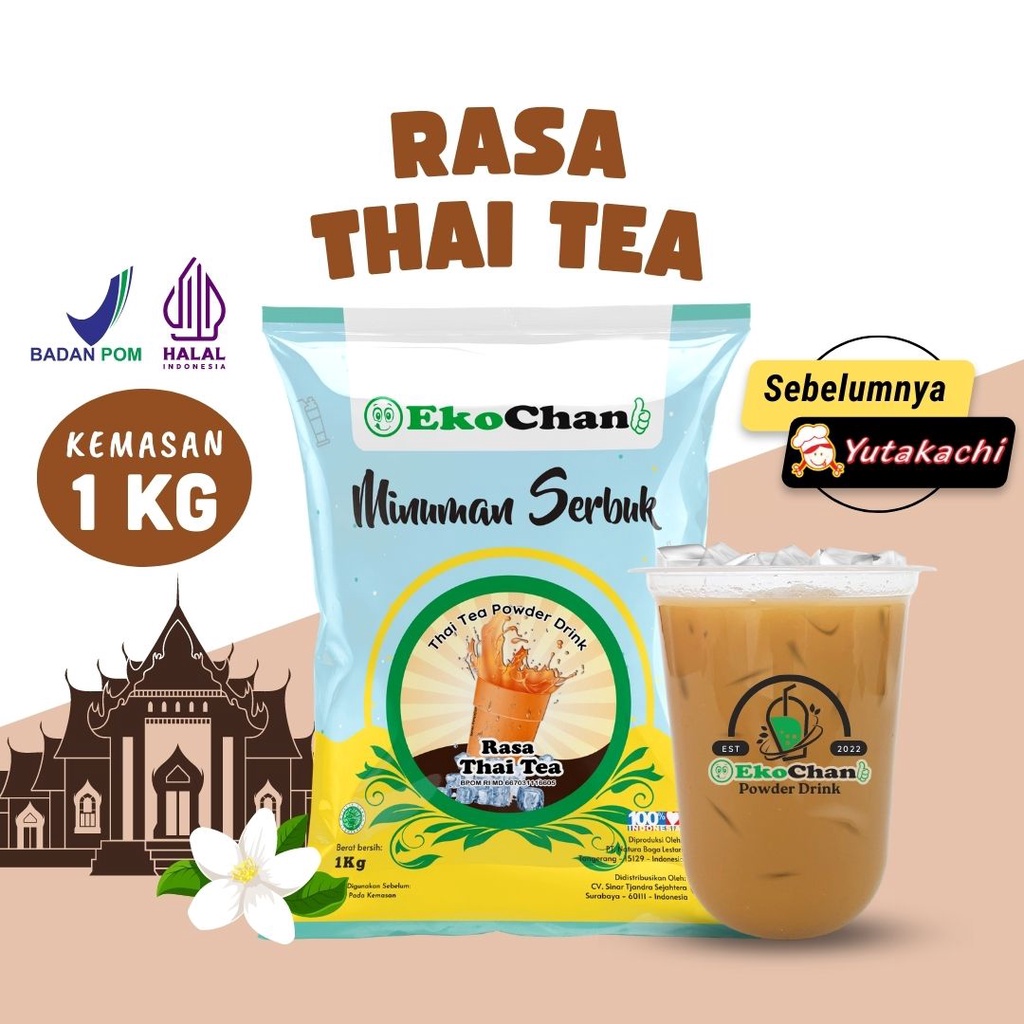 Bubuk Minuman Premium Rasa Thai Tea 1kg EkoChan / Serbuk Minuman Instan Aneka Rasa / Powder Drink Milkshake / Pusat bumbu