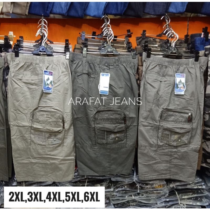 CELANA PENDEK PRIA CARGO IMPORT 7/8 PINGGANG KARET KANTONG SAMPING