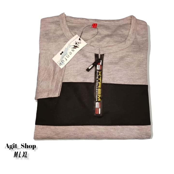 Baju kaos pecah pola resleting lengan panjang/ Kaos resleting/Kaos panjang/ Kaos