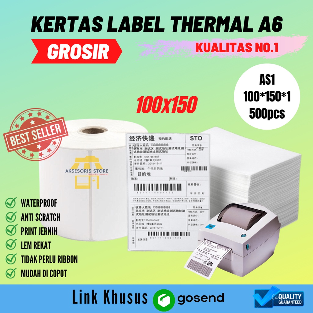 

lkjj KHUSUS GOSEND KERTAS THERMAL LABEL STICKER BARCODE UKURAN A6 100X150