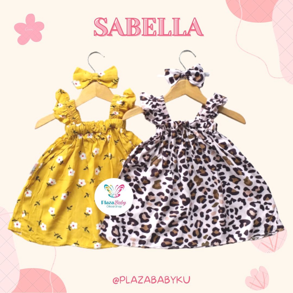 PROMO 7.7 plazababyku DRESS SABELLA dress anak perempuan bayi balita rayon premium motif bunga lucu free headband BUBIBEE