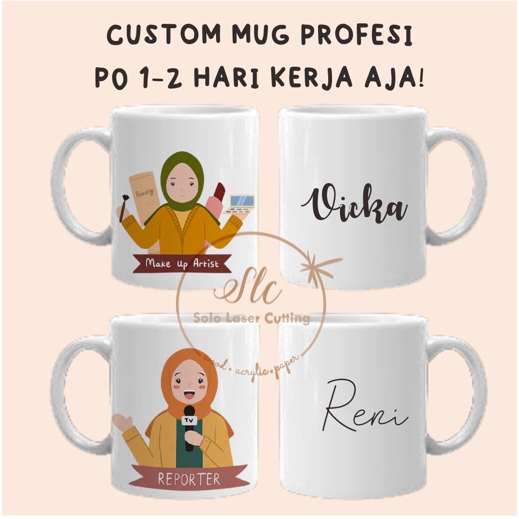 READY PALING MURAH  MUG COSTUM UNIK LUCU AVATAR PROFESI COSTUM MUG PRINT MUG GIFT KADO MUG TERLARIS