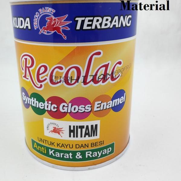 CAT MINYAK RECOLAC KUDA TERBANG 1KG - CAT KAYU BESI - HITAM DAN PUTIH - Hitam