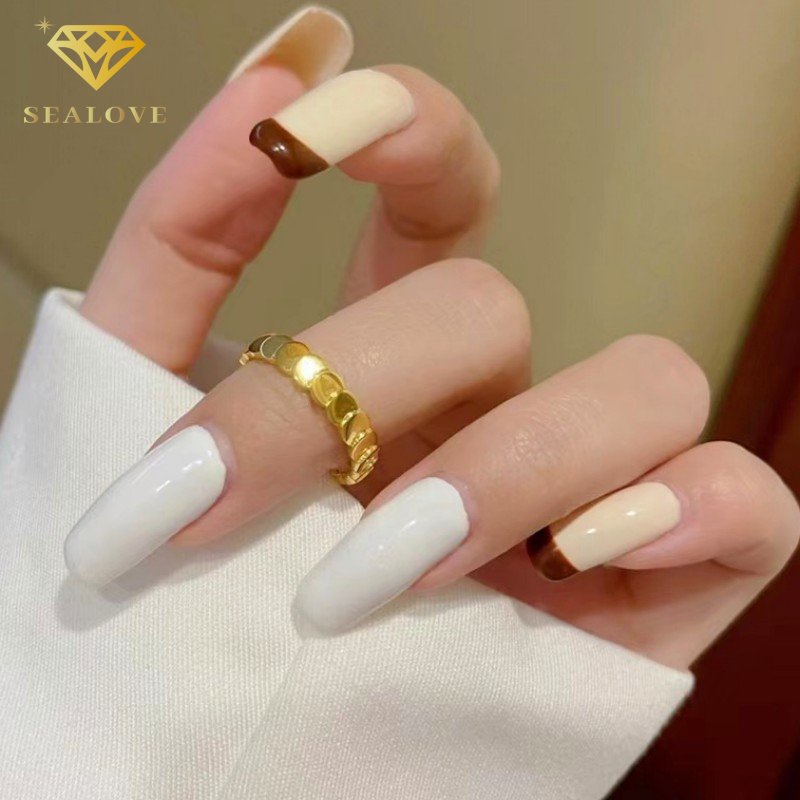 Cincin Titanium Premium Lapis Emas 18K cicin wanita anti karat perhiasan aksesoris Korea