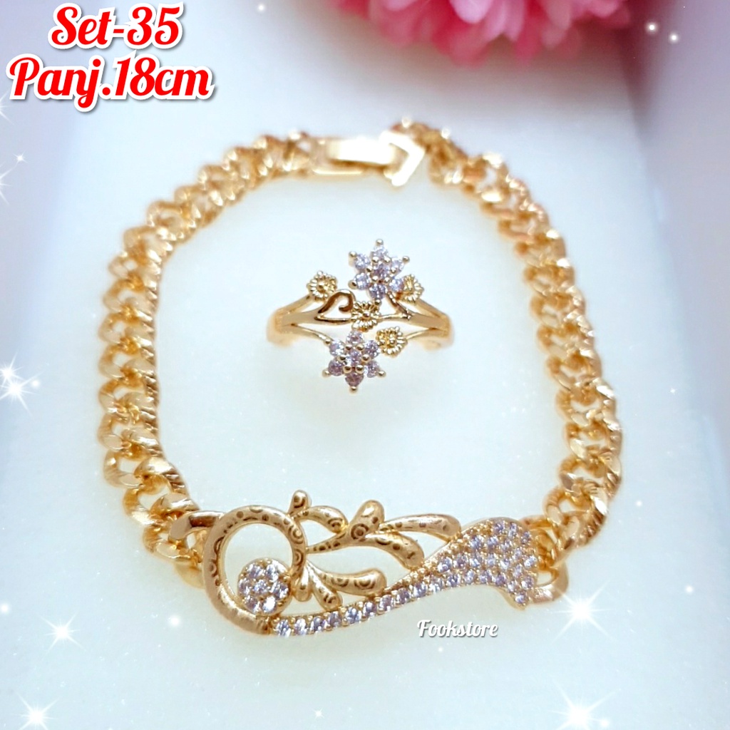 SET PERHIASAN GELANG GRATIS CINCIN CANTIK | GELANG SET AKSESORIS XUPING/COD