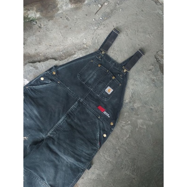 Vintage 80's Carhartt Overall Jumpsuits Double Knee Black