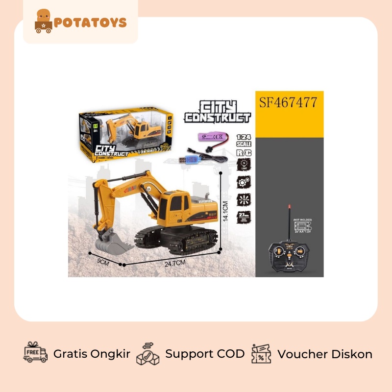 [ Potatoys ] Mainan remote control escavator / Mainan escavator / Remote control mobil beko / Truck Konstruksi Eskavator Remote Control / Mainan remote control anak / Mainan Escavator