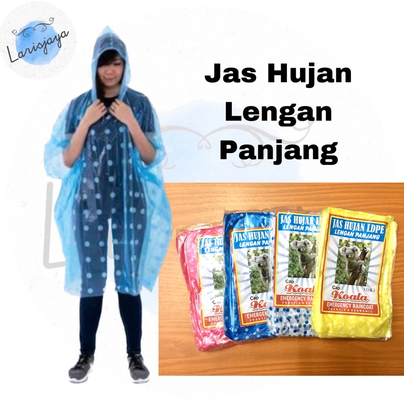 Jas Hujan Plastik Motif Polkadot LDPE / Mantel Plastik Cap KOALA