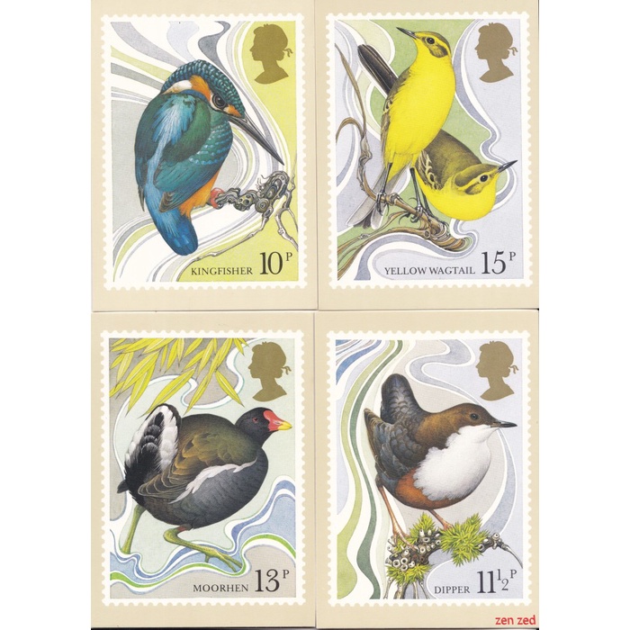 

A204 PHQ Card Kartu Pos Inggris 1980 Birds set 4 Pcs Unused