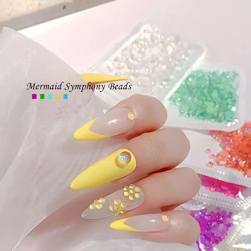 NEW Pearl Mermaid Symphony Beads Mix Sized Best Seller / Dekorasi Kuku Pearl Pelangi