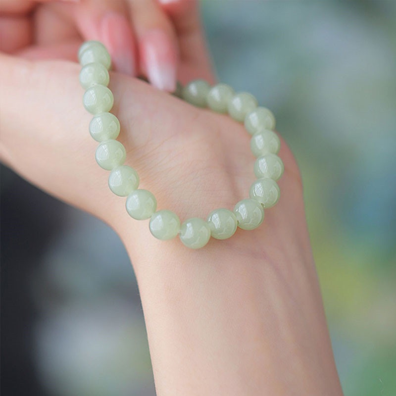 Gelang Manik-Manik Giok Hetian Natural Untuk Wanita