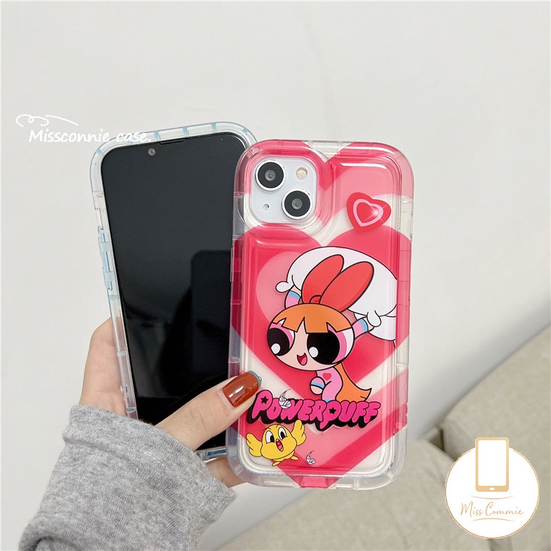 IPHONE Casing Ponsel Airbag Shockproof Bening Kompatibel Untuk Iphone11 14 13 12 Pro MAX XR 7 8 6 6S Plus X XS MAX Kartun Lucu Anak-Anak Perempuan Manis Cinta Hati Lembut TPU Penutup Belakang