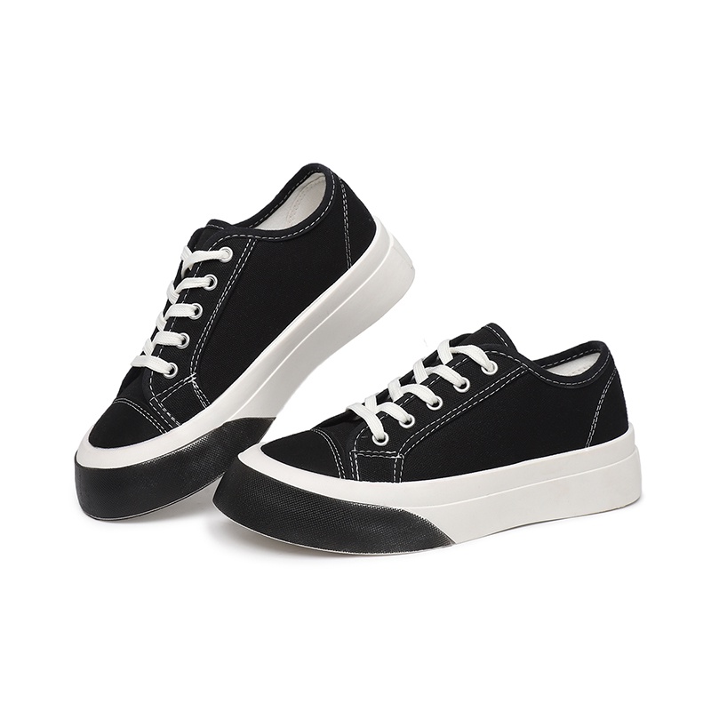 [GROSIR][COD] SEVEN_DAY SEPATU SNEAKERS WANITA KOREA IMPORT CASUAL KANVAS SHOES HITAM FQ-704