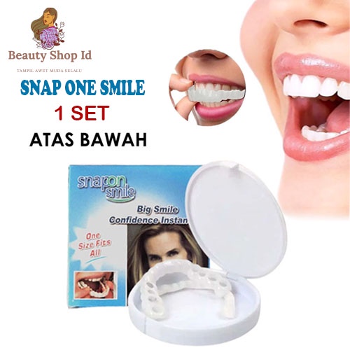 Beauty Jaya - [PAKAI DUS] Snap One Smile Gigi Palsu 1 Set Atas Bawah Bahan Silikon