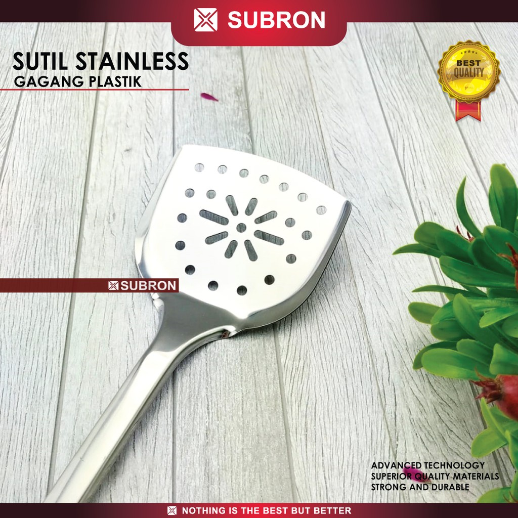 Spatula Stainless Steel Susuk Sutil Sodet Gagang Plastik - SUBRON