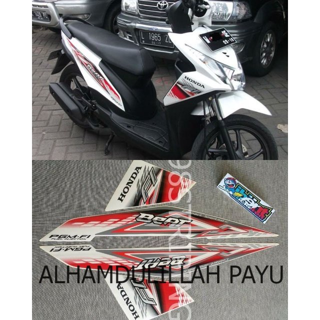 STRIPING LIS STANDAR ORI NEW HONDA BEAT F1 FI MERAH PUTIH TAHUN 2014 STIKER POLET