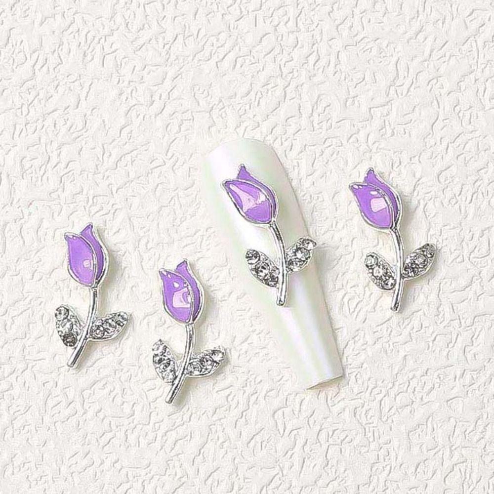 Mxbeauty Tulip Dekorasi Kuku Manis Jepang Logam Tulip DIY Nail Art Manicure Aksesoris Alloy Tulip Nail Drills