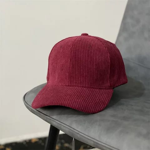 Corduroy Solid Color Korean Version Metal Button Baseball Cap Adjustable Keep Warm Autumm Unisex