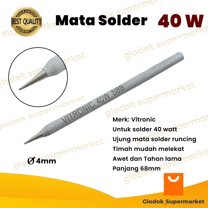 Mata Solder Runcing Vitronic 40 Watt Solder Tip 40w Diameter 4mm