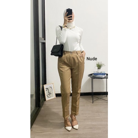 CELANA WANITA BAGGY PANTS PREMIUM / BROKEN WHITE,PUTIH,HITAM