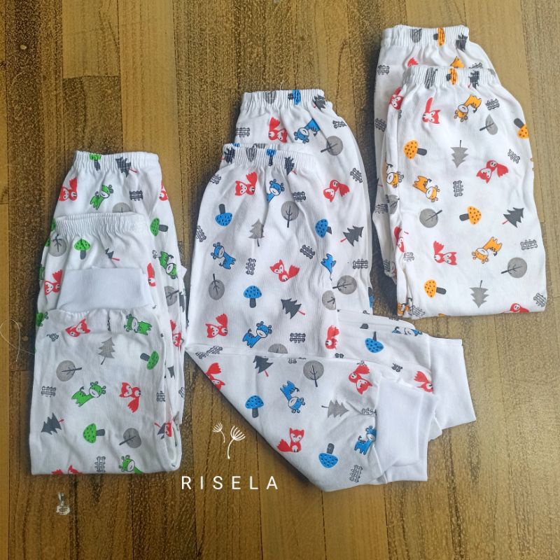 6 PCS CELANA PANJANG BAYI KATUN BERMOTIF/POLOS/USIA 0-2 TAHUN