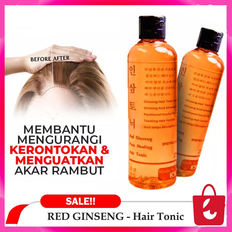 [100% ASLI] Red Ginseng Hair Tonic - Mengatasi Kebotakan Dan Rambut Rontok ASLI / Obat Penumbuh Rambut Botak / Vitamin Rambut Penumbuh Rambut Secara Cepat Atasi Kering dan Rusak Rontok - 250ml