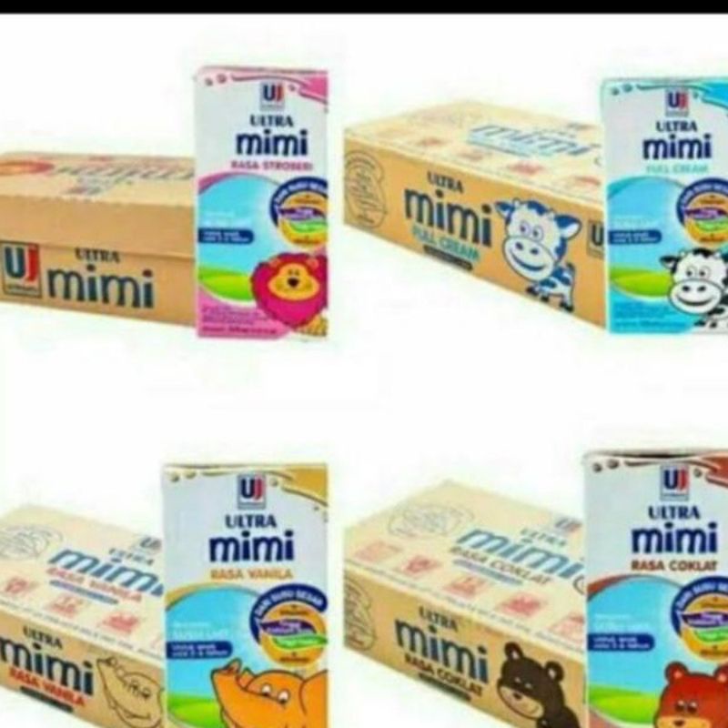 

Susu Ultra Mimi Kids 125ml Dus All Varian Fullcream Coklat Strawberry Vanilla / Susu UHT Anak Ultra Mimi Mini Kids 125ml