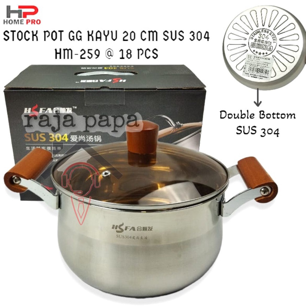 RAPA STOCK POT SAUCE POT GG KAYU DOUBLE BOTTON SUS304