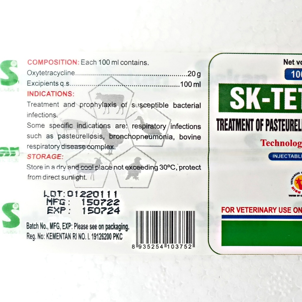 SK TETRA LA 100 ml Oxy Tetra | Obat Infeksi Pernapasan Pasteurellosis, Bronkopneumonia, Penyakit Kompleks | Mirip Oxydone Forte, Vet-Oxy LA, Limoxin LA