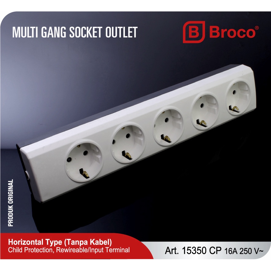 Broco Stop Kontak 5 Lubang 15350 CP Socket Terminal 5 Lubang