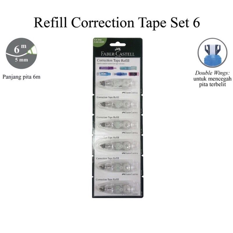 

REFIL CORECTION FABER CASTELL (161101) 1 RENTENG ISI 6 BIJI