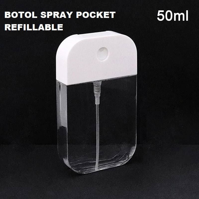 Botol Spray Pocket Poket Kartu Kotak 50ml Generasi 2 Refill Refillable Hand Sanitizer Parfum Grosir 