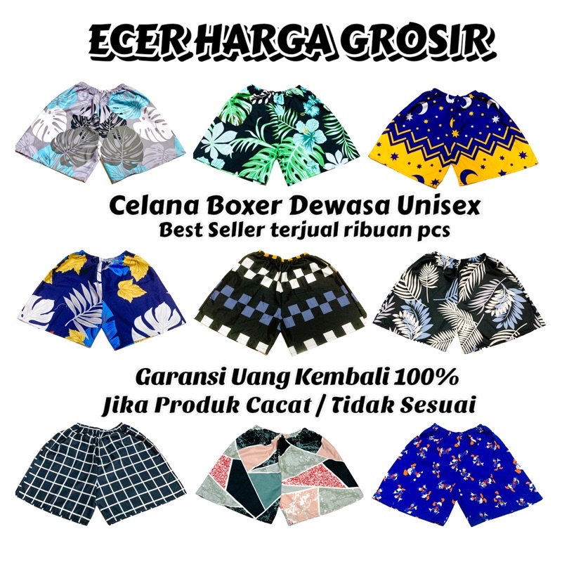 Celana Boxer Santai Dewasa Pria Wanita Celana Kolor Celana Pendek