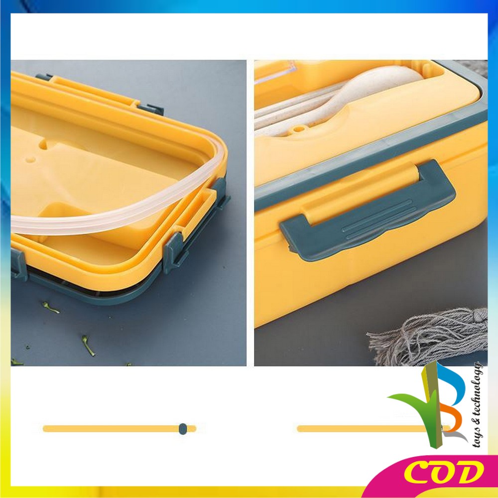 RB-C374 Lunch Box Set Sendok Sumpit Kotak Bekal Makan Wheat Straw Gandum Anti Tumpah / Kotak Makan Bahan Jerami Gandum BPA FREE