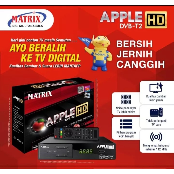 SET TOP BOX MATRIX DVB-T2 APPLE MERAH PENANGKAP TV DIGITAL RECEIVER TV