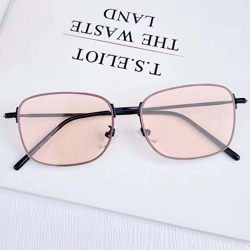 (YUZHU) Mode Baru Logam Bingkai Tipis Kacamata Hitam Vintage Mode Cahaya Kerai Kacamata Hitam Anti Biru Eyeglasses