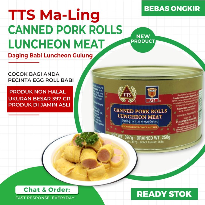

READY TTS Maling Brand Egg Rolls With Pork (non halal) - BUBLE