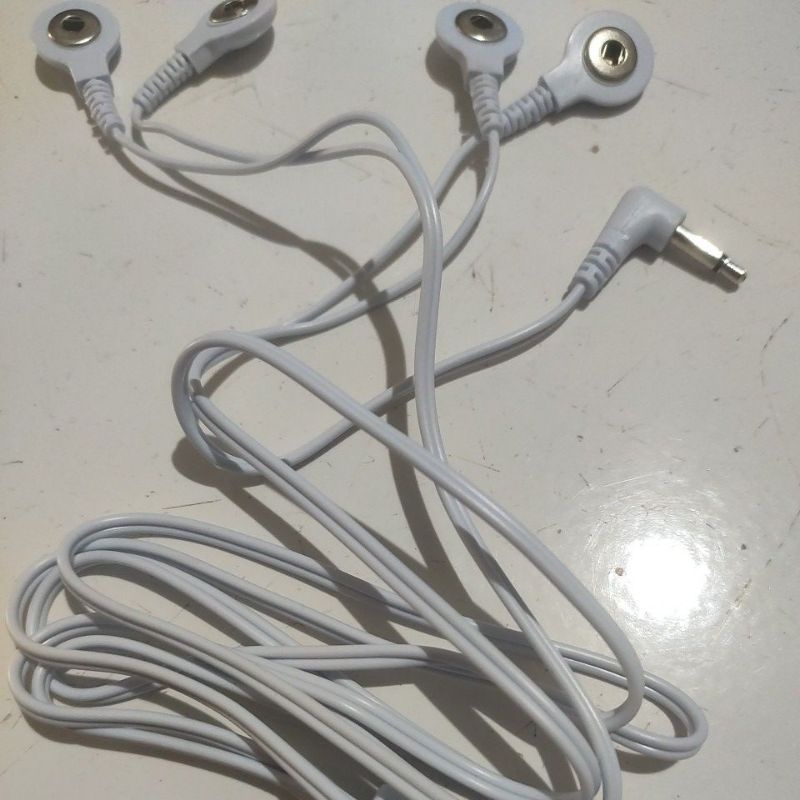 Tens Pad Elektoda Kabel Kancing 4 Stub Male 3,5 MM Jack untuk Mesin Terapi