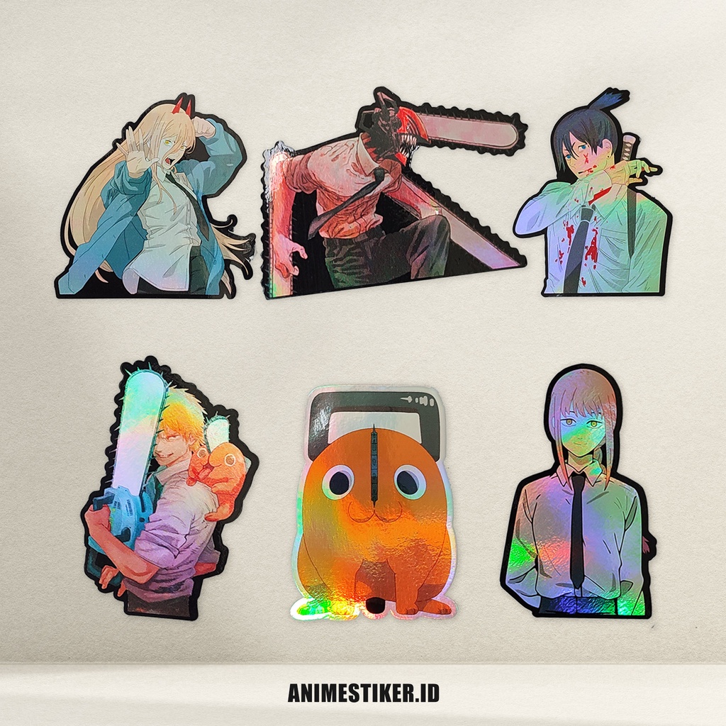 PACK STICKER CHAINSAW MAN STIKER HOLOGRAM STIKER ANIME STIKER PACK STIKER ANIME HOLOGRAM