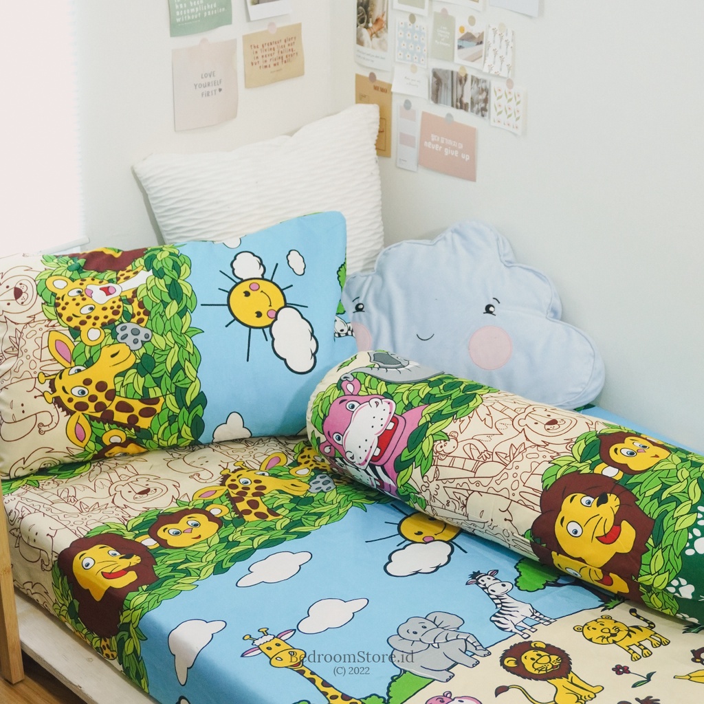 Sprei karakter motif animal sudah termasuk sarban dan sargul