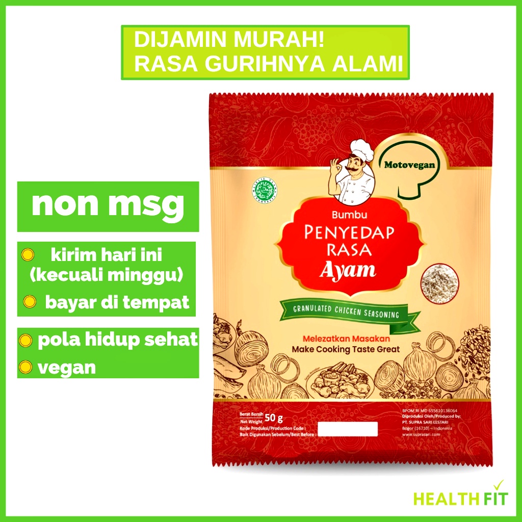 kaldu jamur non msg penyedap rasa non msg kaldu non msg kaldu jamur motovegan renceng saset 50g