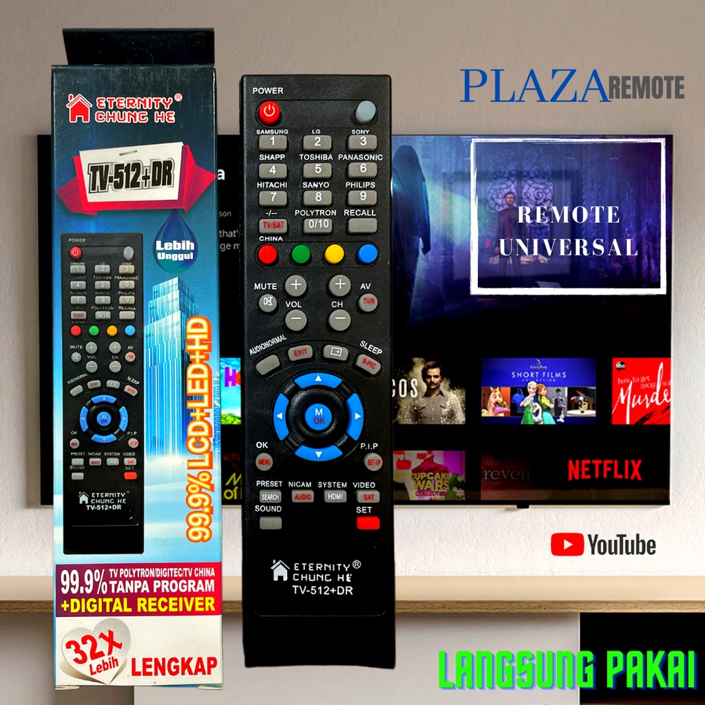 REMOTE MULTI TV LCD LED TABUNG CHUNGHE LG ICHIKO JUC SONY POLYTRON DLL