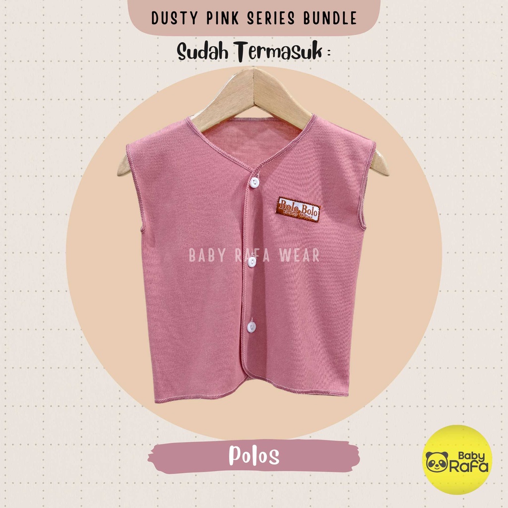 Serian Dusty - 3 pcs Baju Bayi Kutung Bayi Baru Lahir 0 sd 3 Bulan Pink Dusty Series merk SNI Bolo - Bolo