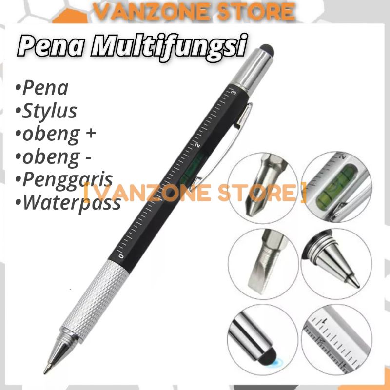 

Pena Multifungsi 6in1 Tool Pena+Stylus+Penggaris+Waterpass+Obeng plus+Obeng minus