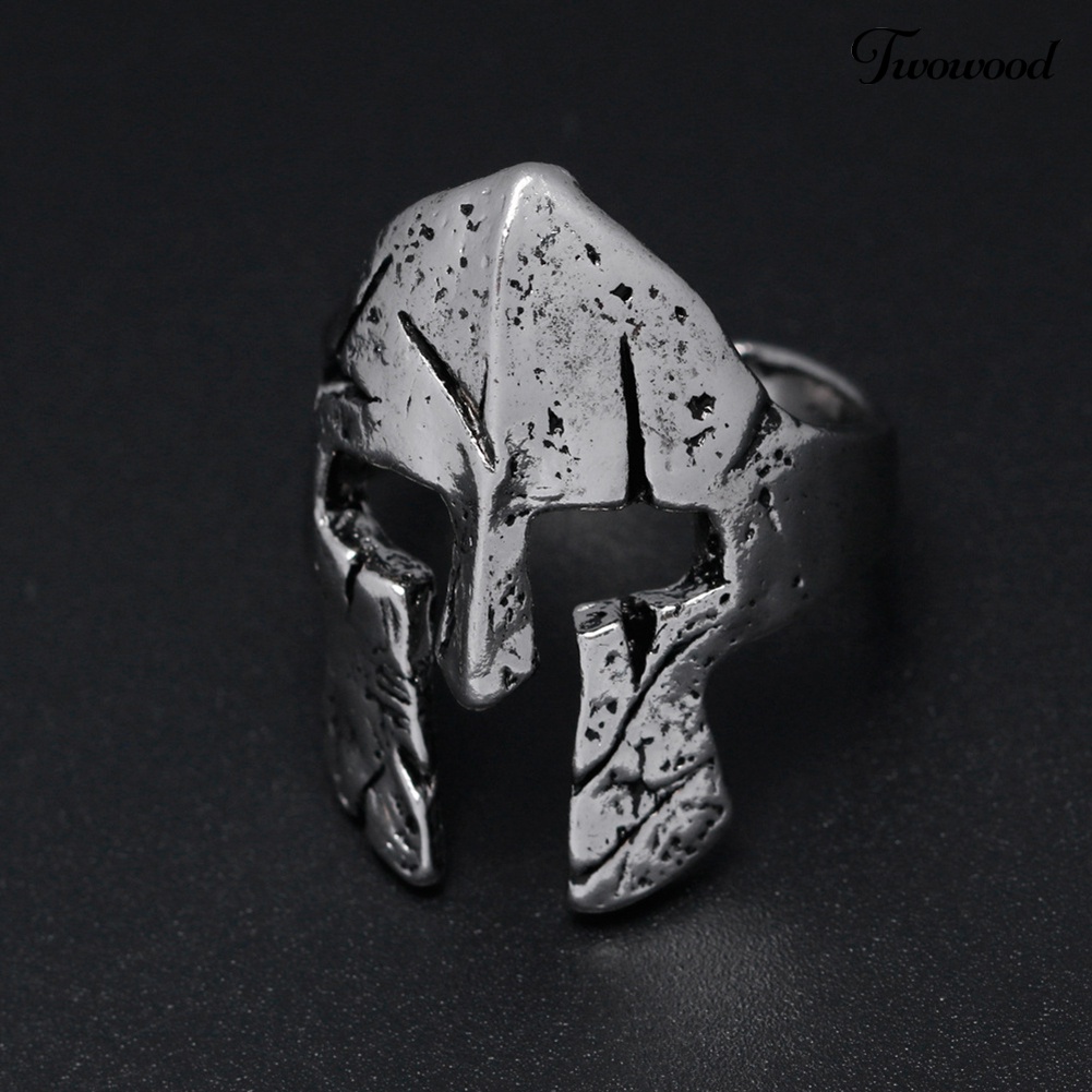 2 Pcs Cincin Jari Model Terbuka Desain Helm Spartan Hero Gaya Vintage Untuk Pria